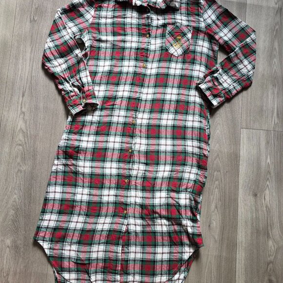 Lauren Ralph Lauren Plaid Nightgown S Button Down Long Sleeve Cotton - Picture 3 of 9